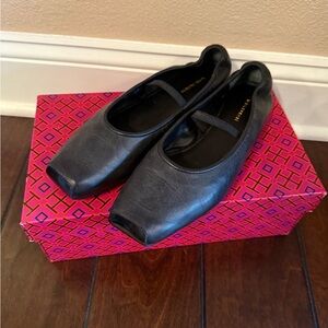 Tory Burch Black Leather Flats